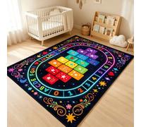 Hopscotch Kids Rugs Living Room Rug 240x300cm Colorful Educational Rug | Abc Numbers Learning Play Mat Non-slip Washable Throw Rug for Kids Playroom Nursery Classroom Decor
