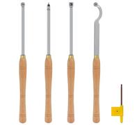 HOPSON TOOLS Carbide Tipped Woodturning Chisels Lathe Tool Kit with 4 Indexable Inserts, Perfect for Woodturning Lathe Roughing Finishing Detailing and Hollowing
