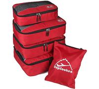 Hopsooken 5 Set Packing Cubes for Travel Large Suitcase Luggage Organizer Bags Travel Accessories Vacation 4 Cubes 1 Laundry Pouch Bag, Red, L