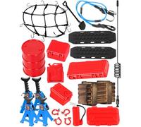 hopsupRC Accessories Simulation Decoration for 1/18 1/24 TRX4M SCX24 RC Crawler,Hydraulic Jack/Oil Drum/Tow Rope/Recovery Board/Wooden Box/Antennas/Mini Luggage/Fire ExtinguisherNet/Toolbox,Blue