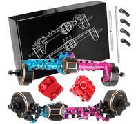 hopsupRC Front Rear Portal Axles Upgrades Part for 1/10 Axia 1 SCX10 III,Brass Axle Diff Cover,Portal Covers Weights,Front Inner Portal Covers Steering Knuckles,Aluminum Front&Rear Axle Housing,Color