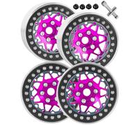 hopsupRC RC 1.9 Beadlock Wheel Rims for 1/10 SCX10 90046 AXI03007 TRX4 TRX6 VS4-10 Gen7 Gen8 MST CFX D90 RC Crawler,Aluminum 1.9" RC Tires Wheel Rim RC Truck Tires Wheels Rims.(4PCS) Pink&Black