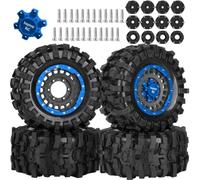 hopsupRC RC Truck Wheel Tires for 1/10 Rustler Stampede Hoss,Granite Vorteks Big Rock,Axia 1 L0si Red cat Rc 4wd,12mm/14mm/17mm Hard Plastic RC Truck Tires,RC Monster Truck Car Wheels,Navy Blue 4PCS