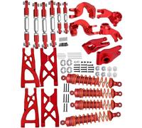 hopsupRC Upgrades Part for 1/10 Arrma Senton/Granite 4X4, Alloy Front Rear Shocks&A Arms&Front Steering Block Knuckles & C-Hubs Caster Blocks & Rear Hubs&Adjustable Turnbuckles Camber Links,Red