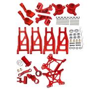 HopsupRC Upgrades Part for 1/10 Traxxas Rustler 4x4/Rustler 4x4 VXL,Aluminum Suspension Arm,Caster Block,Steering Blocks,Rear Stub Axle Carriers,Steering Bellcranks,Shock Tower Hop Ups,Red