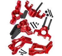 hopsupRC Upgrades Parts for 1/10 4x4 Kraton/Outcast 4S BLX,1/8 Mojave 4X4 4S BLX,Aluminum Front Steering Block Knuckles & C-Hubs Caster Blocks & Rear Hubs Hops Up,Red