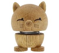 Hoptimist Animal, Cat, Wooden Decoration, Bobble Figure & Lucky Charm Made of Wood, Scandinavian, Decorative Living Room, Office & Desk, Great Small Gifts, 5.5 x 5.9 x 7.3 cm, Small, Oak