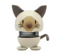 Hoptimist Siamese Cat Figure - Wobbly Desk Pet - Fun Office Gadget - Collectible Gift for Men and Women - Danish Design - ABS Plastic - 5.7 x 4.8 cm - X-Small - Beige