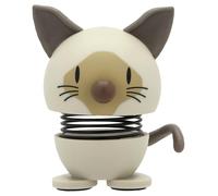 Hoptimist Siamese Cat Figure - Wobbly Desk Pet - Fun Office Gadget - Collectible Gift for Men and Women - Danish Design - ABS Plastic - 5.7 x 4.8 cm - X-Small - Beige