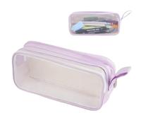 Hopton Clear Pencil Case, Transparent Pencil Case for Exams, See Through Pencil case, Large Capacity Pen Bag, Compartment Pencil Pouch, Make up Bag for Girls Boys School Stationery (Purple)