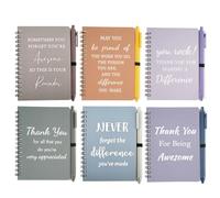 Hopton Thank You Gifts for Employees, 6 Pcs Inspirational Notebooks and 6 Pens, Appreciation Graduation Gifts for Her, Spiral Notepads Bulk Gifts for Coworkers Teacher Volunteer