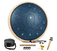 HOPWELL Steel Tongue Drum - 13 Inches 15 Notes Tongue Drum - Hand Pan Drum with Music Book, Handpan Drums Mallets and Carry Bag, D Major (Navy Blue)