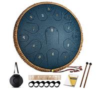 HOPWELL Steel Tongue Drum - 14 Inch 15 Note Tongue Drum - Hand Pan Drum with Music Book, Handpan Drums Mallets and Carry Bag, D Major (Navy Blue)