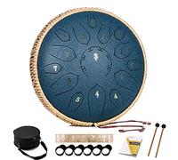HOPWELL Steel Tongue Drum - 15 Note 12 Inch Tongue Drums - Percussion Instruments - Hand Pan Drum with Music Book, Drum Mallets and Carry Bag, D Major, Navy Blue