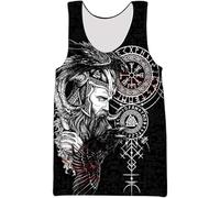 HOPWODE Norse Mythology Pullover Odin Hooded Sweatshirt 3D Print Zip Up Hoodie Viking Compass Jacket, Big Pocket Pullover Casual Punk Streetwear (Short sleeve,6XL)