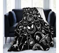 Hopynu Scary Christmas Throw Blanket Couch Bed Sofa Soft Lightweight Warm Cozy Flannel Fleece Bed Blanket Microfiber Furry Fluffy Beds Decoration