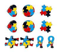 Hopzab 10 Pieces Autism Awareness Pins, Multi Color Puzzle Piece Lapel Pin Badge, 5 Styles Inspirational Support Brooch for Clothing, Shirts, Jackets, Backpacks & Hats