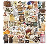 Hopzab 100 Pcs Vintage Literary Patterns Stickers,Cute Waterproof Stickers for Luggage,Notebook,Handbook,Water Bottle,Laptop,Envelopes