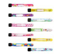 Hopzab 10PCS Emergency ID Wristbands, Reusable Waterproof Safety Bands for Outings, Adjustable Plastic Comfort Fit, Fun Patterned Designs, Secure Identification Solution