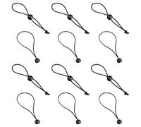 Hopzab 12 Pcs Elastic Bungee Cords, Tarpaulin Holders, 20cm Stretchy Loops for Tents, Banners, Pavilions, Garden Trampolines, Durable Plastic Ball Ends(Black)