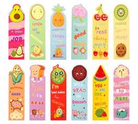 Hopzab 12 PCS Fruit Scented Scratch & Sniff Bookmarks, Fun Classroom for Kids, Teens & Students, Cute Bookmarks Set for Reading