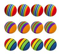 Hopzab 12 Pcs Rainbow Cat Toy Balls Interactive Rainbow Striped Sponge Balls Soft EVA Foam Cat Toys for Kittens Cats Small Dogs Puppies,Chase Play Training Ball