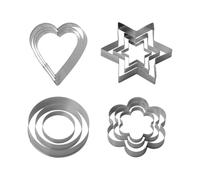 Hopzab 12 PCS Stainless Steel Biscuit Moulds Set Creative Cookie Cutters Mini Baking Mould Tool for Birthday Party Christmas Valentine's Day (Round Heart Star Flower Shape)