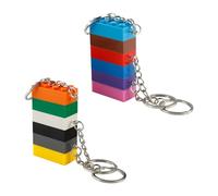 Hopzab 12PCS Building Block Brick Keychain Multicolor Plastic Key Rings Kids Birthday Party Bag Fillers Loot Rewards Party Supplies Accessories