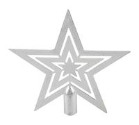 Hopzab 18CM Plastic Gold Star Christmas Tree Topper Five Pointed Star Treetop Decoration for Christmas Tree Ornament(Silver)