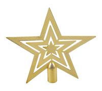 Hopzab 18CM Plastic Gold Star Christmas Tree Topper Five Pointed Star Treetop Decoration for Christmas Tree Ornament(Gold)