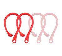 Hopzab 2 Pairs (4PCS) Anti-Lost Ear Hooks Earbuds Holder Anti-Lost Secure Protective Ear Hooks Anti-Slip Sports Activities Accessories for Running Exercise Sports Activities (Red and Pink)