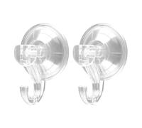 Hopzab 2 Pcs Heavy Duty Suction Hooks, Reusable Vacuum Suction Cup Hangers for Bathroom, Kitchen, Window, Towel, Coat, Xmas Wreath, Clear Transparent Plastic