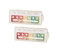 Hopzab 2 PCS Mood Conversion Social Brooch,Emotion Social Badge,Adjustable Power Brooches,Enamel Emotional Metal Pin,Alloy Funny Introvert Badges,for Men and Women Expressing mood(White)