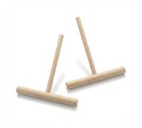 Hopzab 2 PCS Natural Wooden Crepe Spreader Pancake Batter Maker T-Shaped Tool Stick Round Food Pastry Tool Kitchen Essentials for Flat Tortilla Shells Roti Galettes