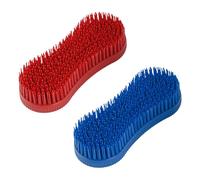 Hopzab 2 Pcs Silicone Horse Cleaning Grooming Brush Set - Durable Equestrian Massage Tool for Mane, Tail, and Body Care(Red+Blue)