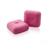 Hopzab 2 Pcs Travel Soap Box Small Size Square Soap Dish with Sealed Lid Portable Waterproof and Leakproof Case Holder for Home Bathroom Outdoor Gym Vacation Travel,Rose Red