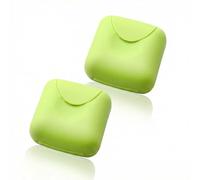 Hopzab 2 Pcs Travel Soap Box Small Size Square Soap Dish with Sealed Lid Portable Waterproof and Leakproof Case Holder for Home Bathroom Outdoor Gym Vacation Travel,Green