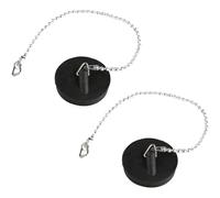 Hopzab 2 Pcs Universal Sink Plug and Drain Stopper with Stainless Steel Chain, Rubber Bath Plug for Kitchen and Bathroom, Replacement Stopper for Bathtub Sink, Universal Drain Plug, Hanging Ring
