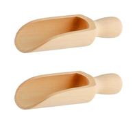 Hopzab 2 PCS Wooden Scoop Set,140mm Natural Wood Scoops for Flour, Coffee, Sugar, Bath Salt, Spices & More - Eco-Friendly Multipurpose Measuring Spoons for Kitchen & Bathroom Use