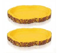Hopzab 2 Piece Tortoise Water Bowl Set,Reptile Bathing Food Dish,Reptile Feeding Watering Tub, Perfect for Small Reptiles, Frogs, Geckos, Snakes, Lizards, Chameleons