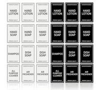 Hopzab 24 PCS Waterproof Bottle Labels Minimalist Style Labels for Hand Soap, Lotion, Shampoo, Conditioner, Dish Soap and Mouthwash, Removable Label for Bathroom Kitchen, Black White