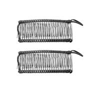 Hopzab 2PCS Black Metal Vintage Banana Hair Clips with 30 Teeth, Adjustable Double Comb Ponytail Holders for Thick Curly Hair, No Crease Elegant Styling Accessories for Women