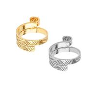 Hopzab 2PCS Knitting Crochet Ring Set, Finger Yarn Guide Protector, Adjustable Zinc Alloy Loop, Secure Crafting Tool(Silver, Gold)