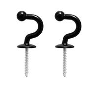 Hopzab 2Pcs Metal Curtain Tie Back Hooks, Heavy Duty U Shaped Wall Mounted Holdbacks with Ball End for Curtains, Drapery, Clothes, Coat, Towel, Keys, Bags(Black)