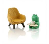 Hopzab 2PCS Miniature Frog Statue with Yellow Sofa,Cute Funny Mini Frog Sculpture Figurines,Resin Tiny Animal Ornament,Desk Decor for Home Office Garden