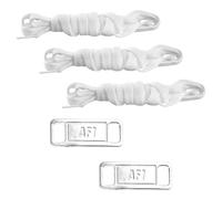 Hopzab 3 Pairs Flat White Shoelaces, 120cm Polyester Laces with AF1 Metal Lace Tags for Sneakers and Trainers, Durable and Wear-Resistant Replacement Laces