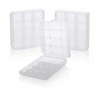Hopzab 3 Pcs Clear Plastic Battery Storage Case - AA/AAA Cell Holder Box, Hard Plastic Organiser for AA, AAA and Rechargeable Batteries