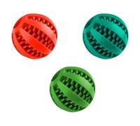 Hopzab 3 Pcs Dog Toy Ball, 5cm Rubber Treat Dispenser & Chew Toy for Teeth Cleaning, Interactive Puzzle for Small Dogs, Puppy IQ Training & Boredom Relief