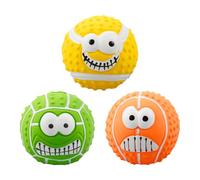 Hopzab 3 PCS Squeaky Dog Balls Set with Funny Smile Pattern Latex Rubber Dog Toy Soft Bouncy Fetch Throw Ball Durable Chew Ball for Interactive Play Accompany Exercise, Dogs Puppy Small Pet