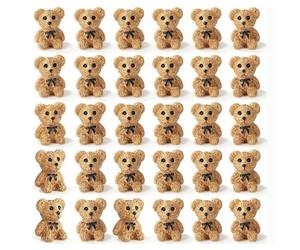Hopzab 30 PCS Cute Resin Teddy Bear,Funny Miniature Stuffed Bears Decoration,Tiny Animal Ornament,Suitable for Car Interior,Party Dollhouse,Fairy Garden